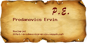 Prodanovics Ervin névjegykártya