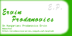 ervin prodanovics business card